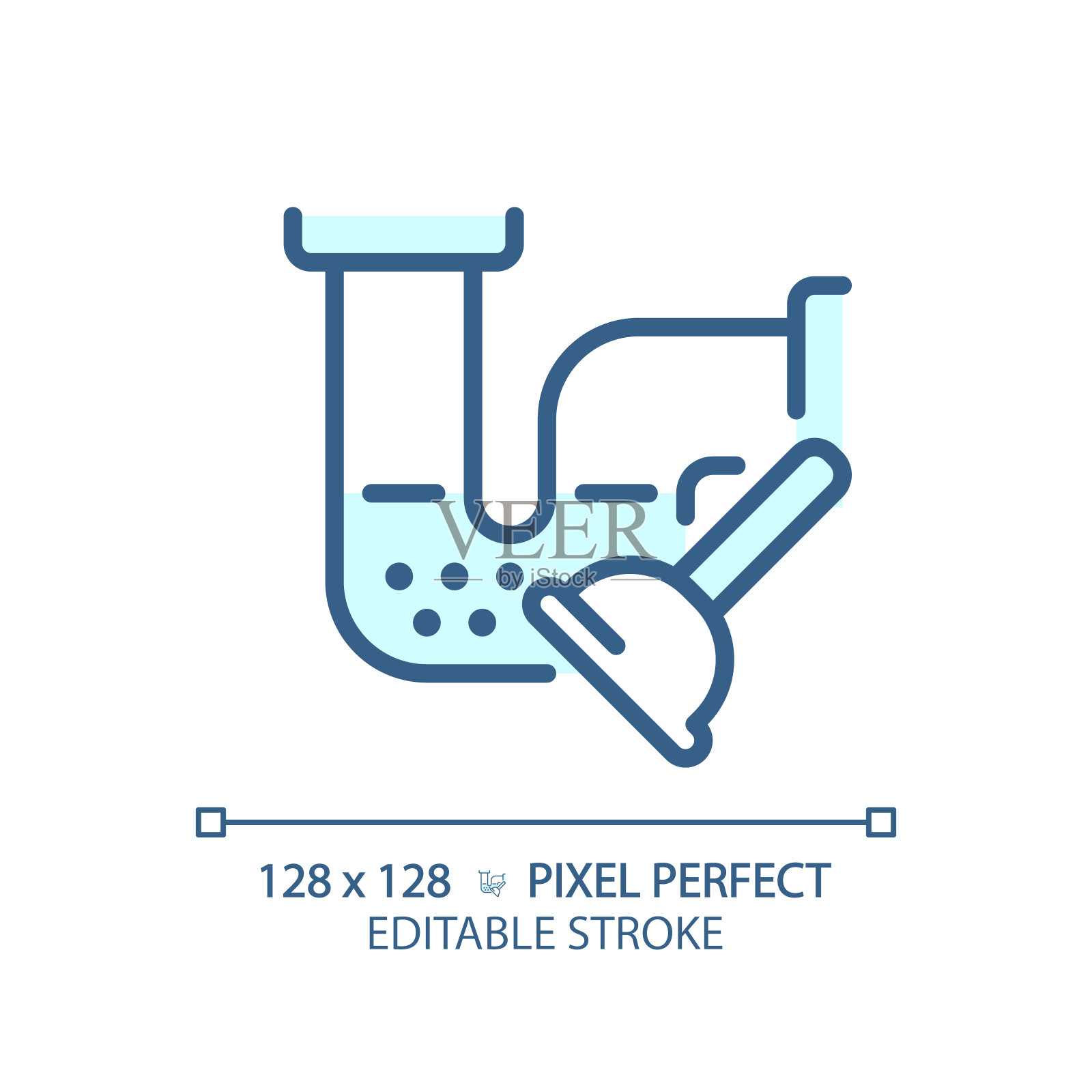 2D细线性蓝色排水堵塞和柱塞图标插画图片素材