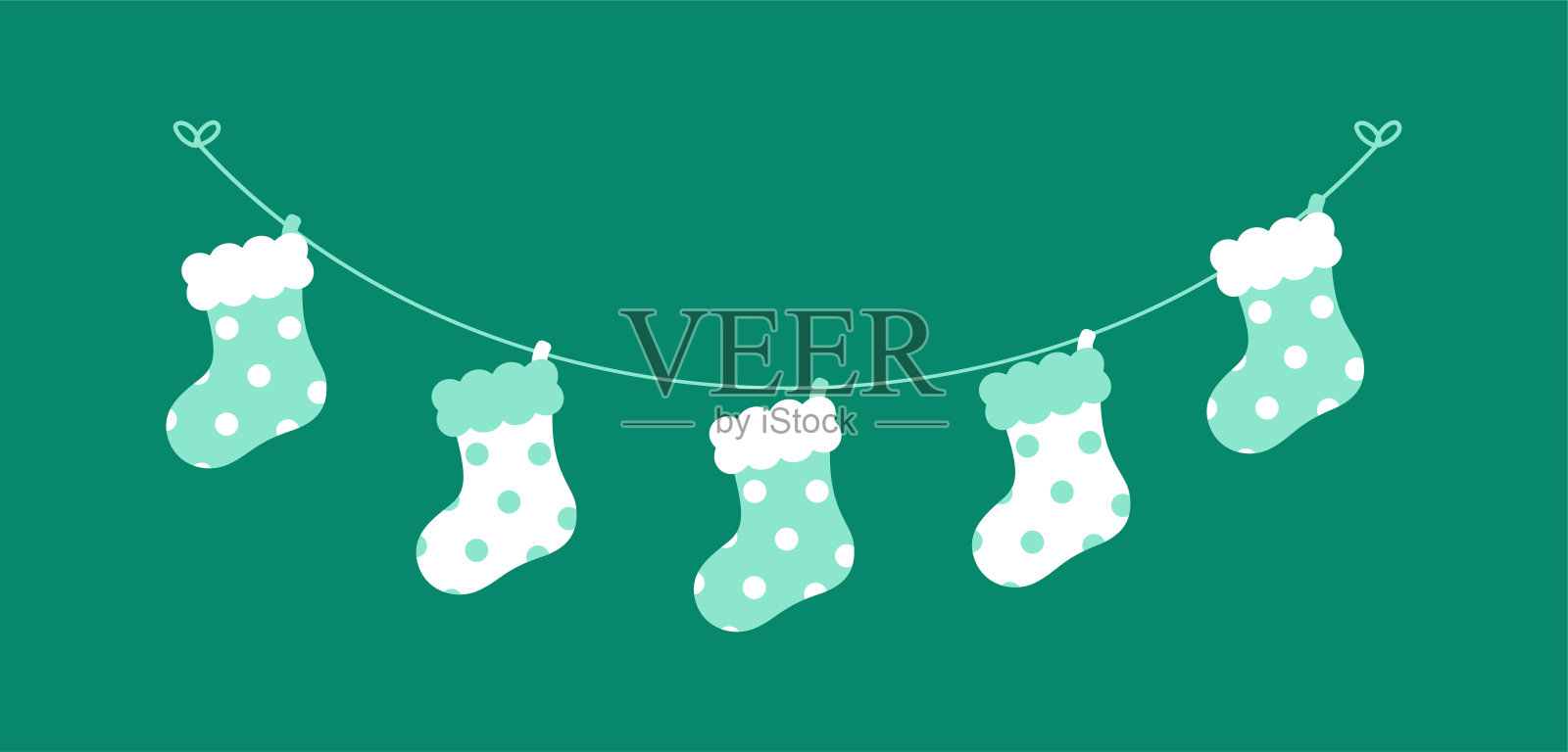 圣诞袜花环矢量插图，圣诞图形节日冬季假期狩猎插画图片素材
