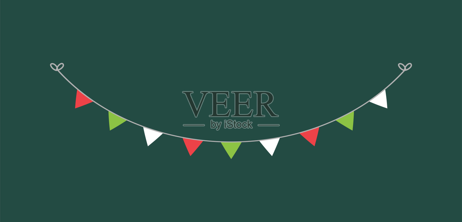 圣诞彩旗三角旗花环矢量插图，圣诞图形节日冬季假期插画图片素材