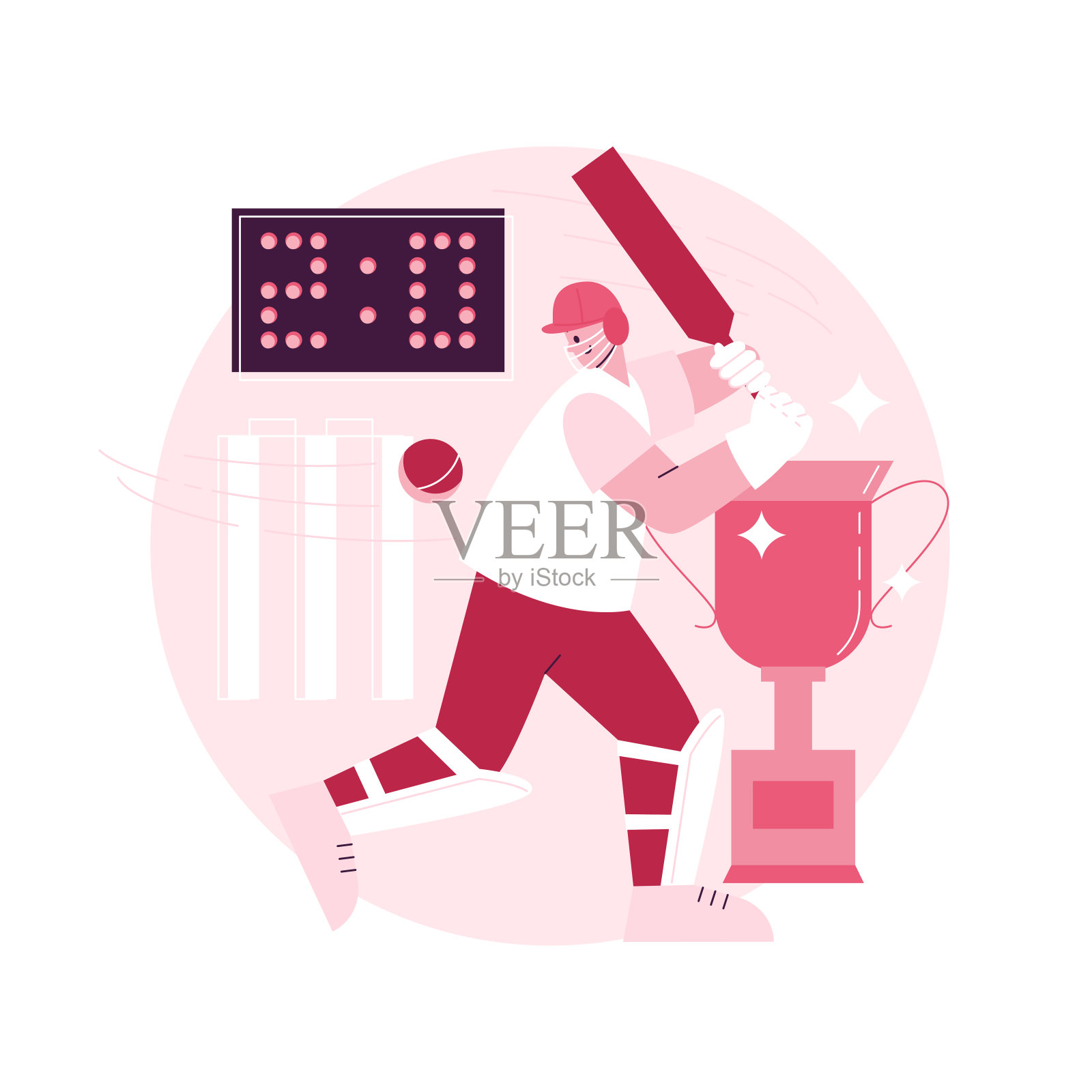 板球抽象概念矢量插图。插画图片素材