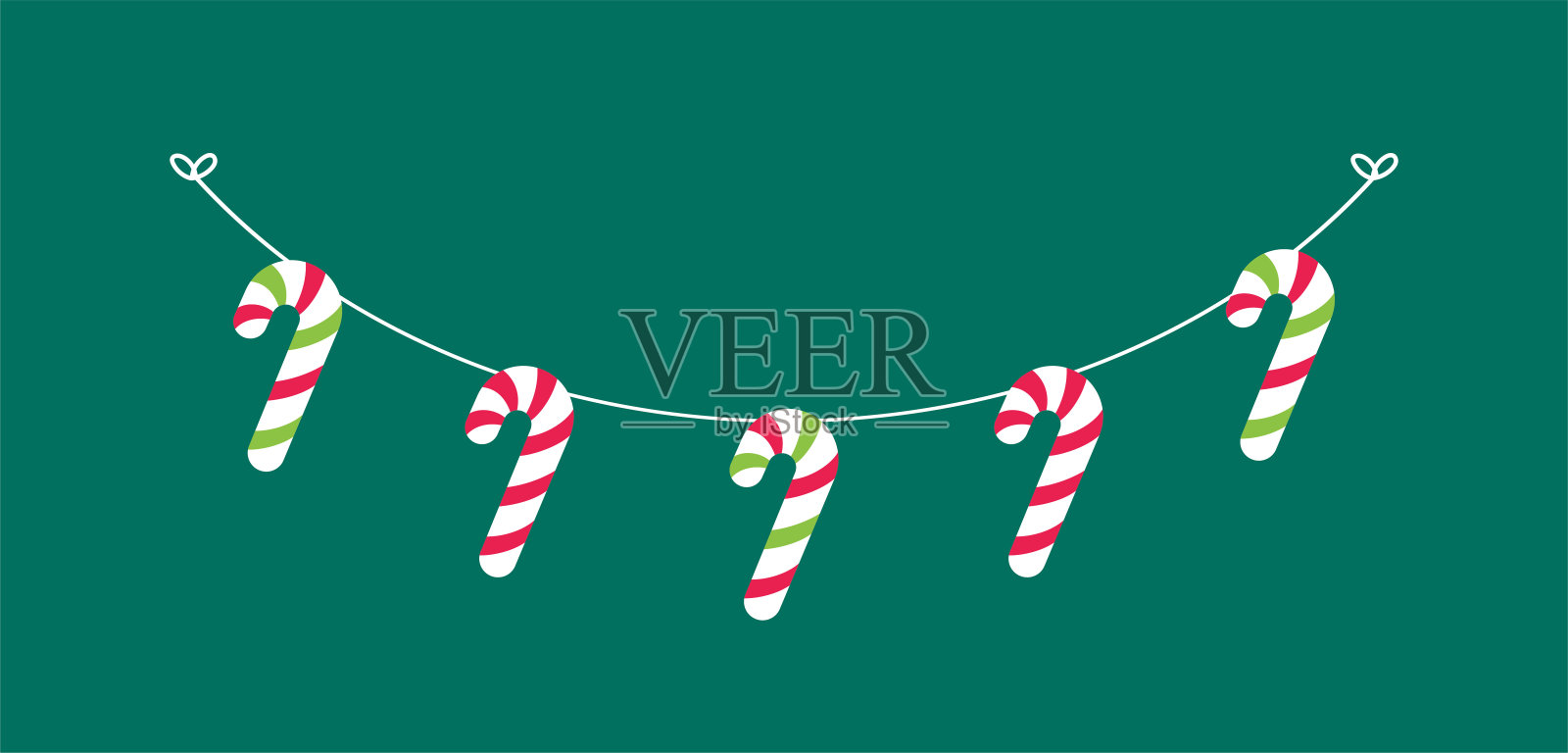 糖果手杖花环矢量插图，圣诞图形节日冬季假期狩猎插画图片素材