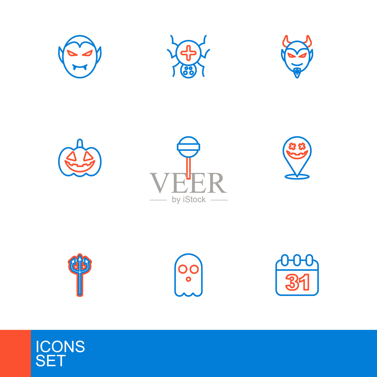 设定万圣节日期10月31日鬼三叉戟插画图片素材