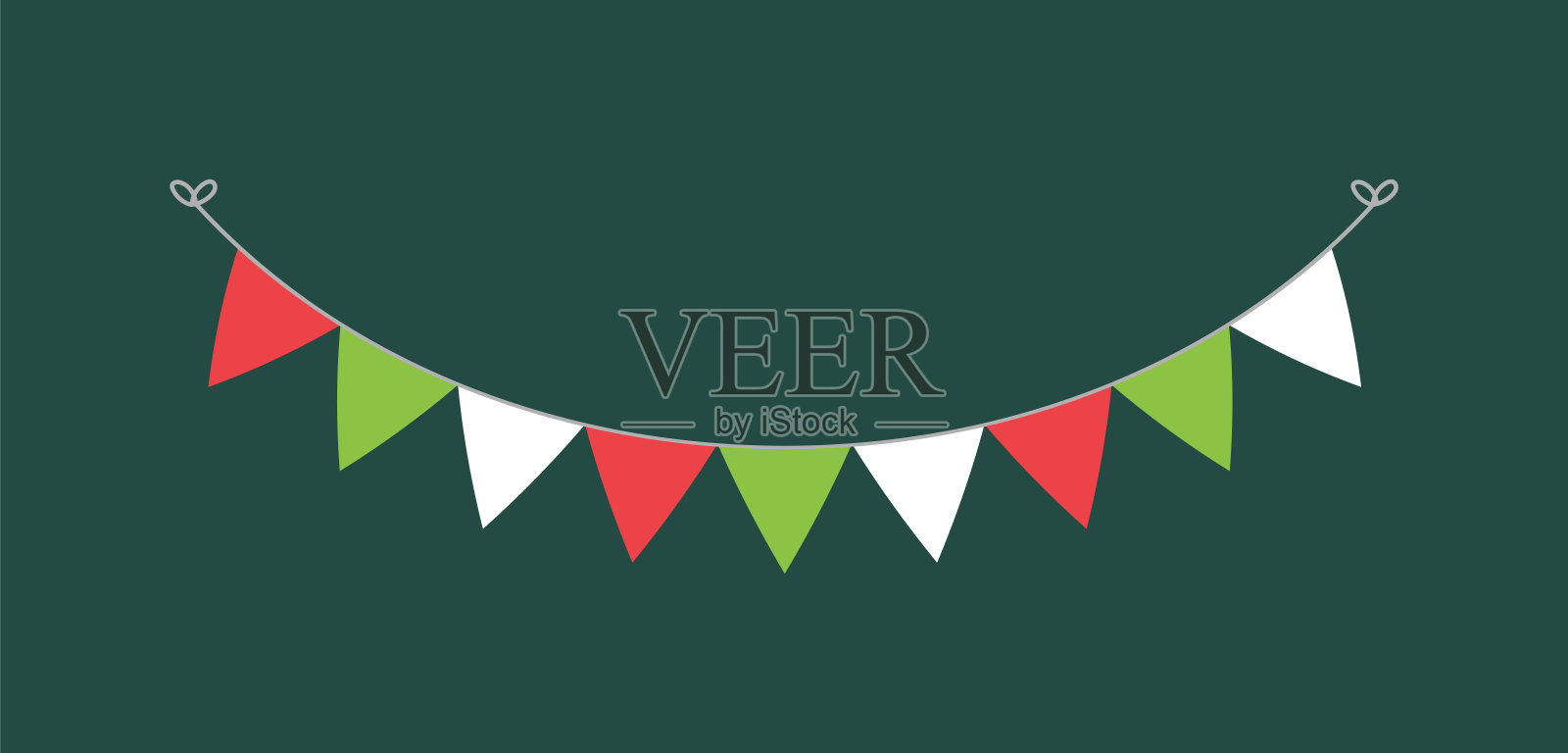 圣诞彩旗三角旗花环矢量插图，圣诞图形节日冬季假期插画图片素材