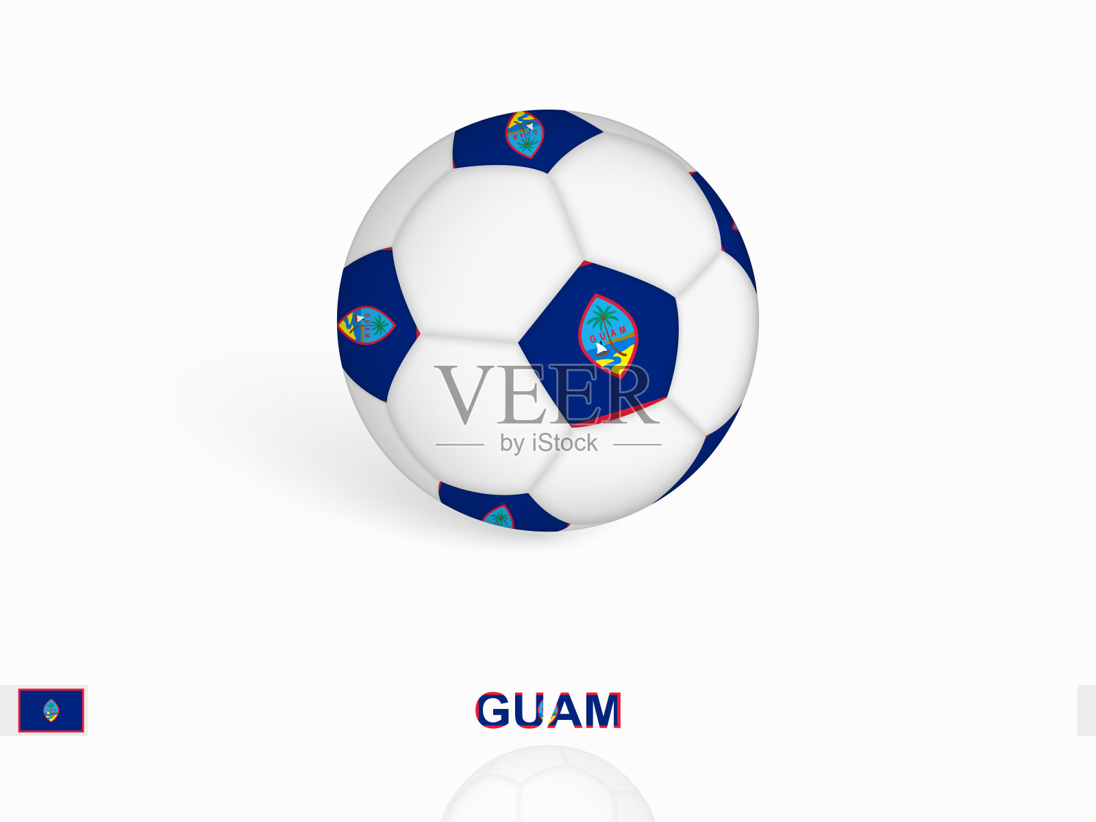 带有关岛国旗的足球，足球运动器材。插画图片素材