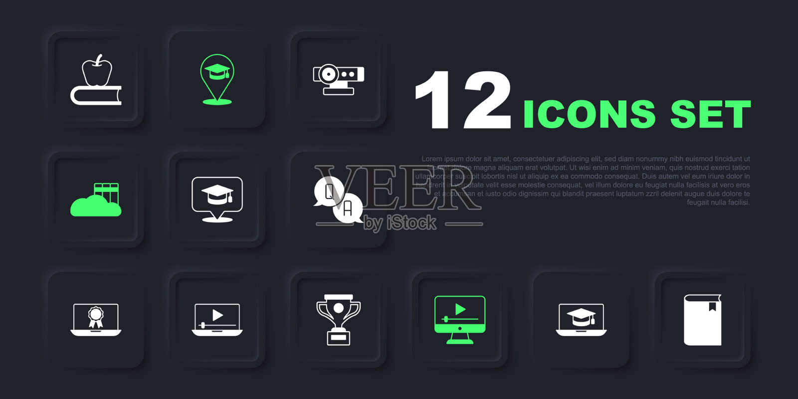 演讲时在笔记本上戴上毕业帽插画图片素材