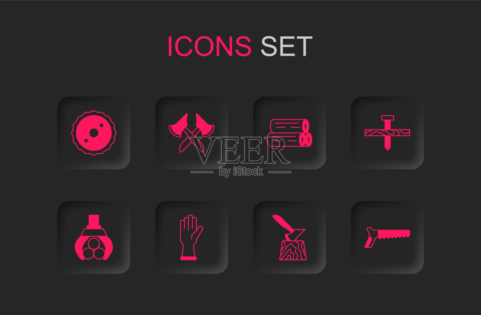 木斧圆锯套防护手套插画图片素材