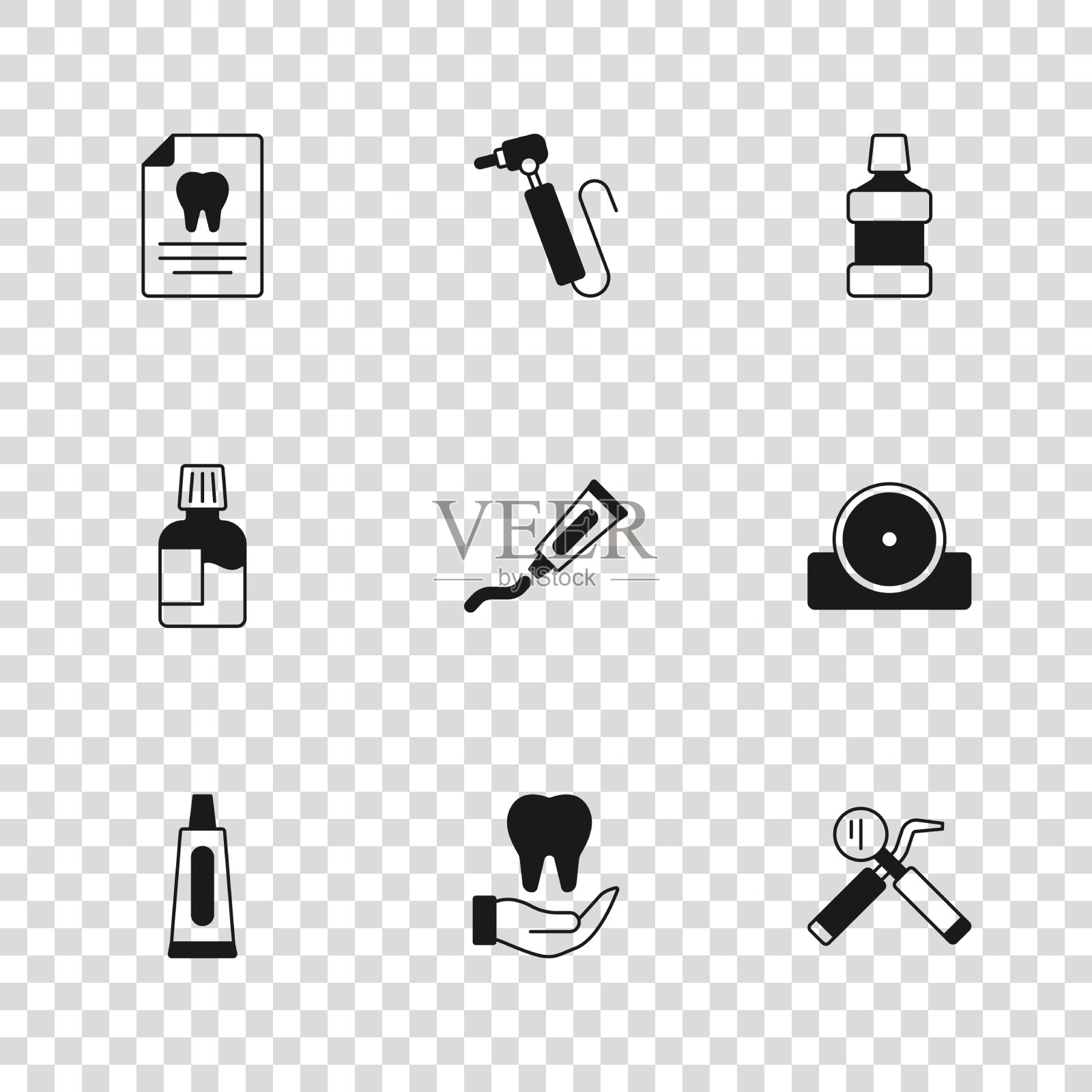 设置牙耳鼻喉头反射牙插画图片素材