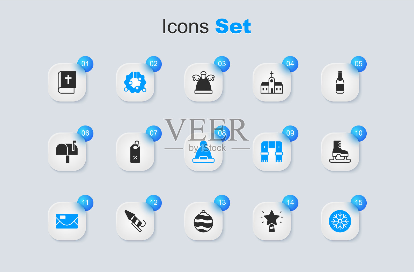设置圣诞明星折扣百分之几标签花环插画图片素材