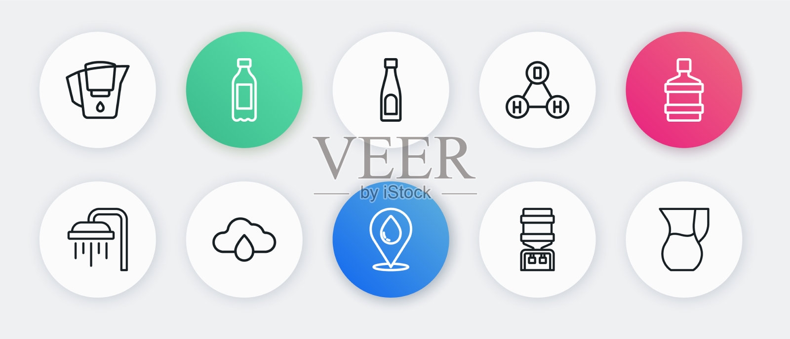 设线水滴位置大瓶插画图片素材