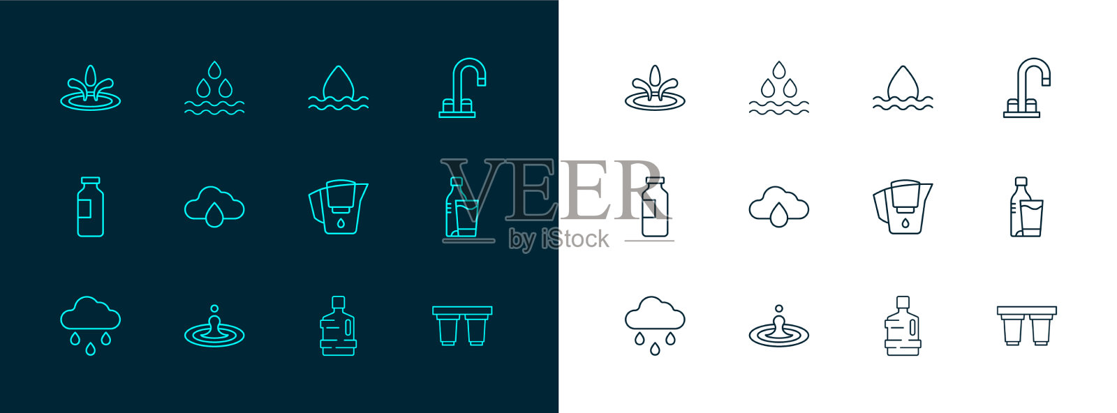 设置线水龙头滴壶与过滤器大插画图片素材