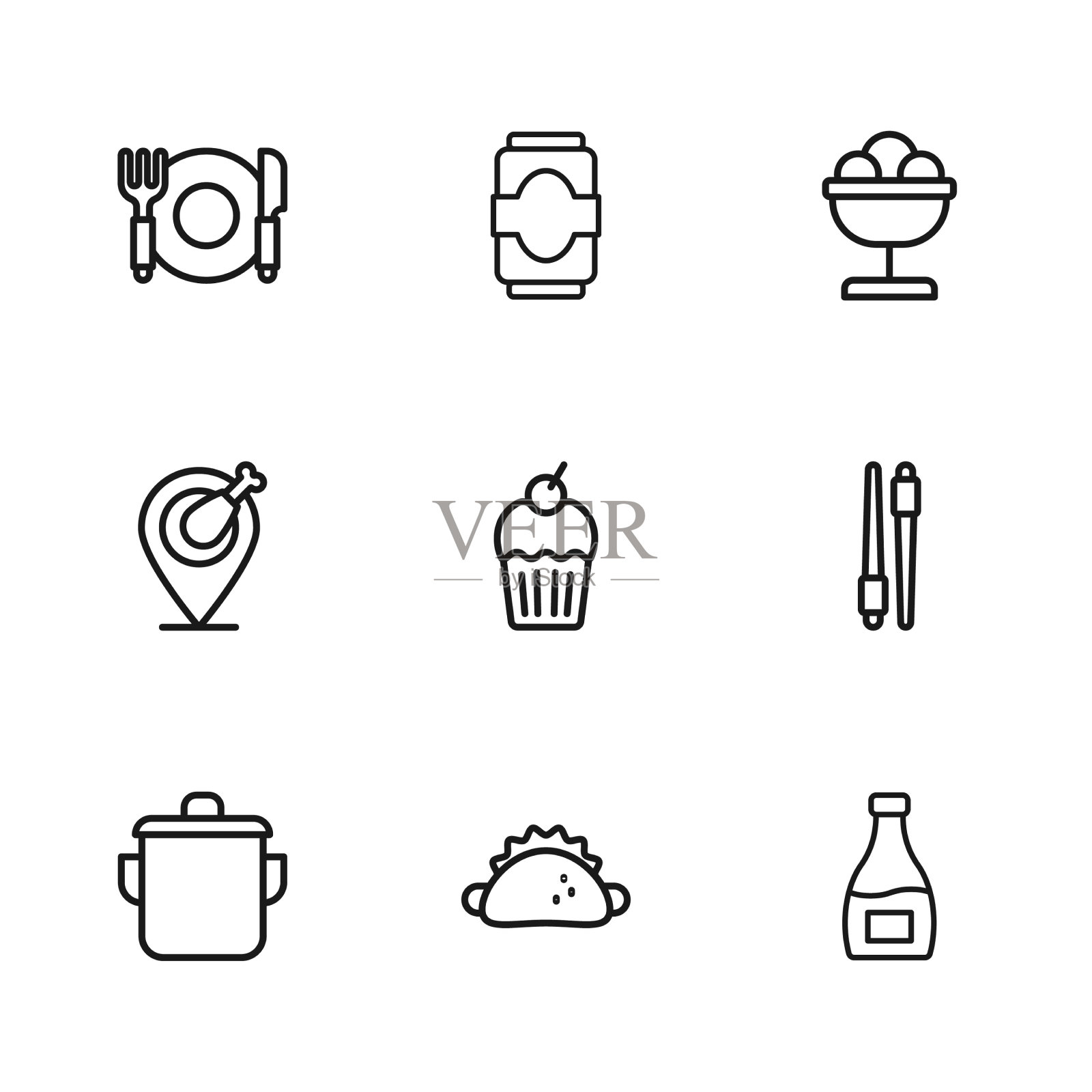 设置线玉米卷与玉米饼食品筷子酱插画图片素材