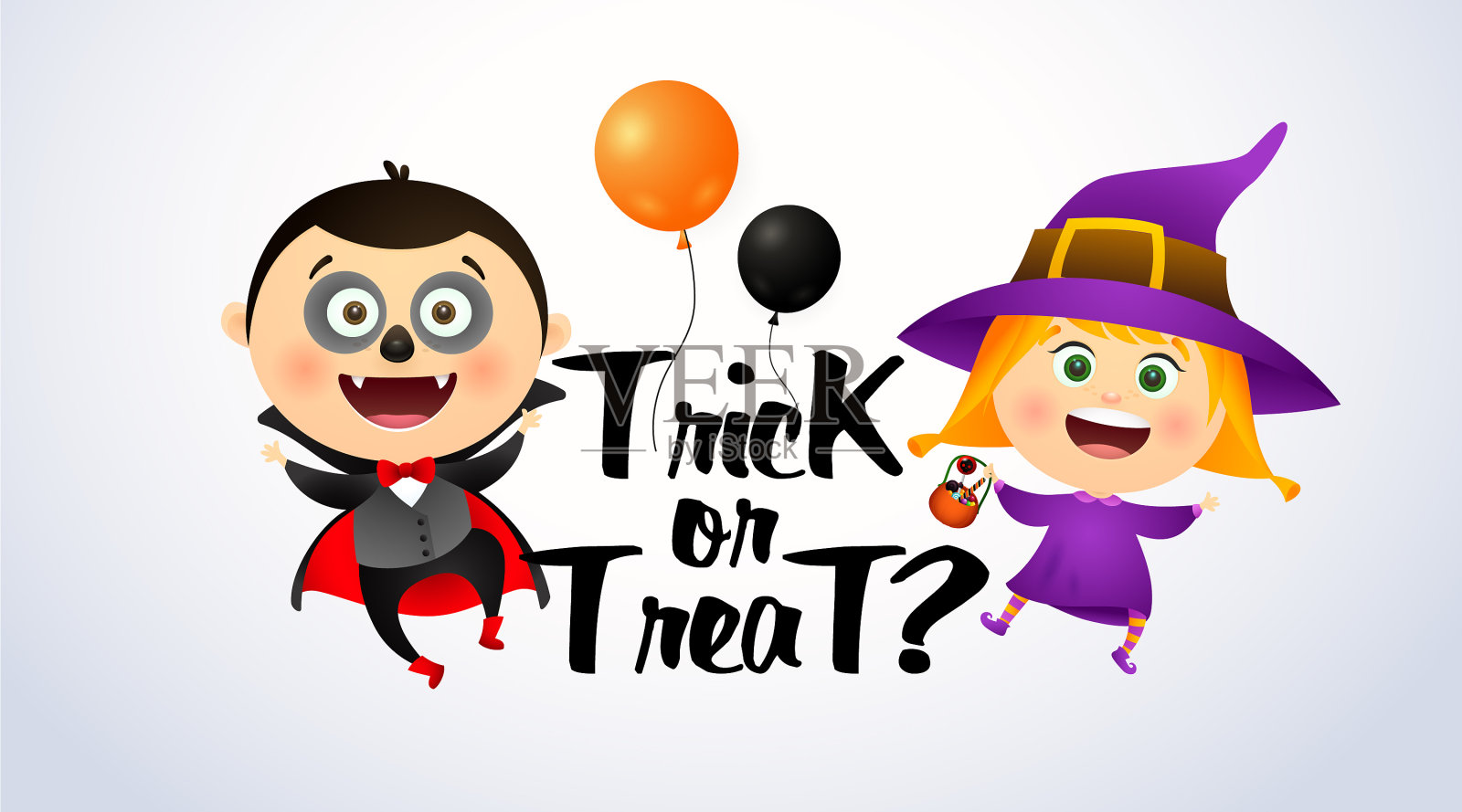 不给糖就捣蛋和孩子们一起玩字母游戏插画图片素材