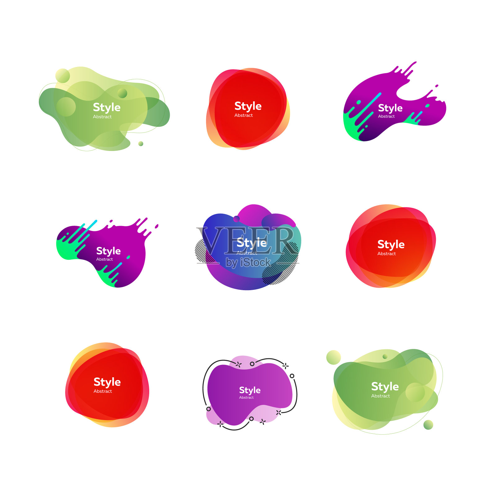 彩色不规则形状集插画图片素材