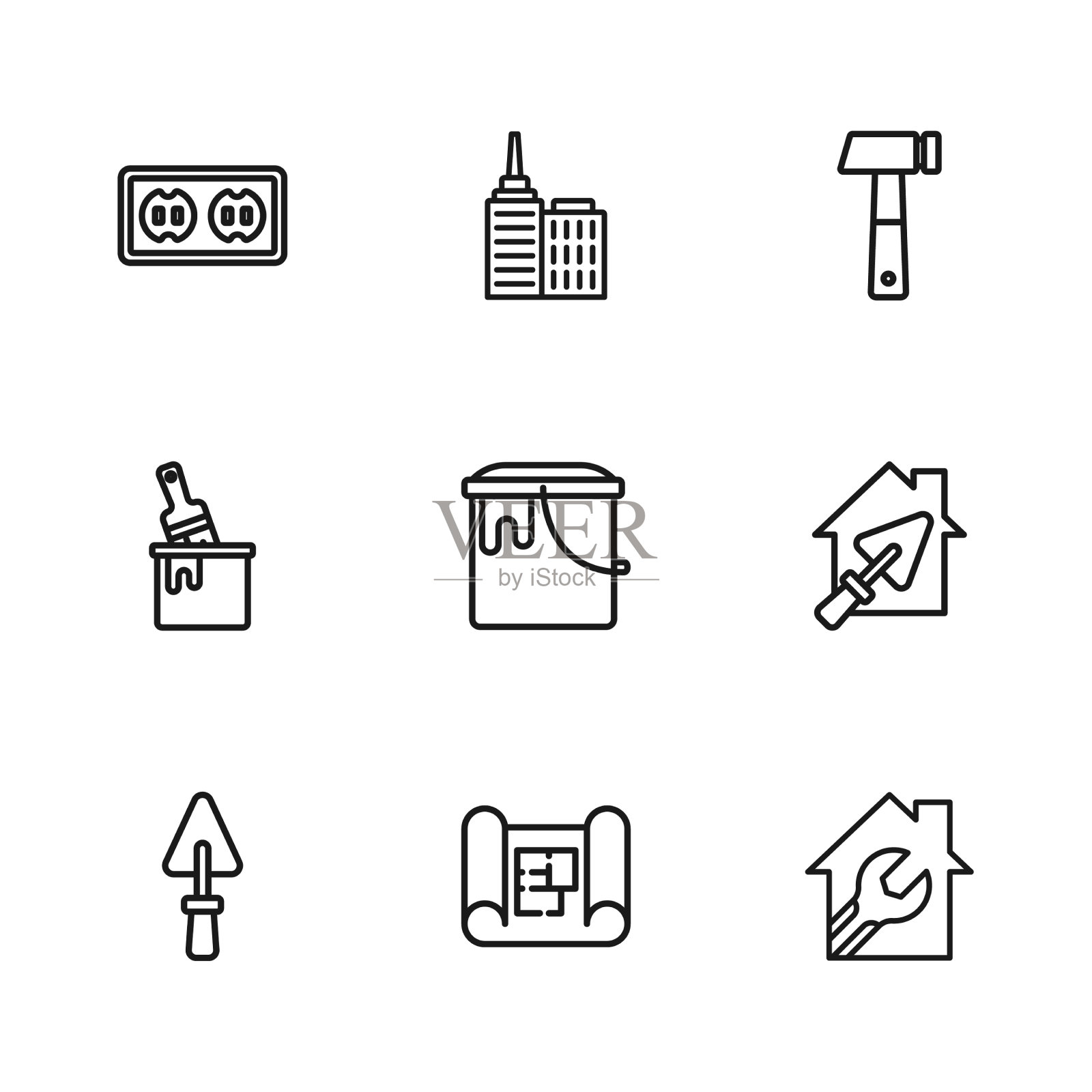 用抹刀扳手设定线屋平面图插画图片素材