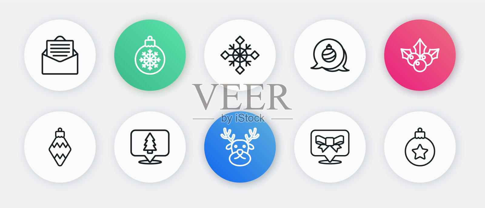 套线驯鹿枝维本圣诞玩具插画图片素材