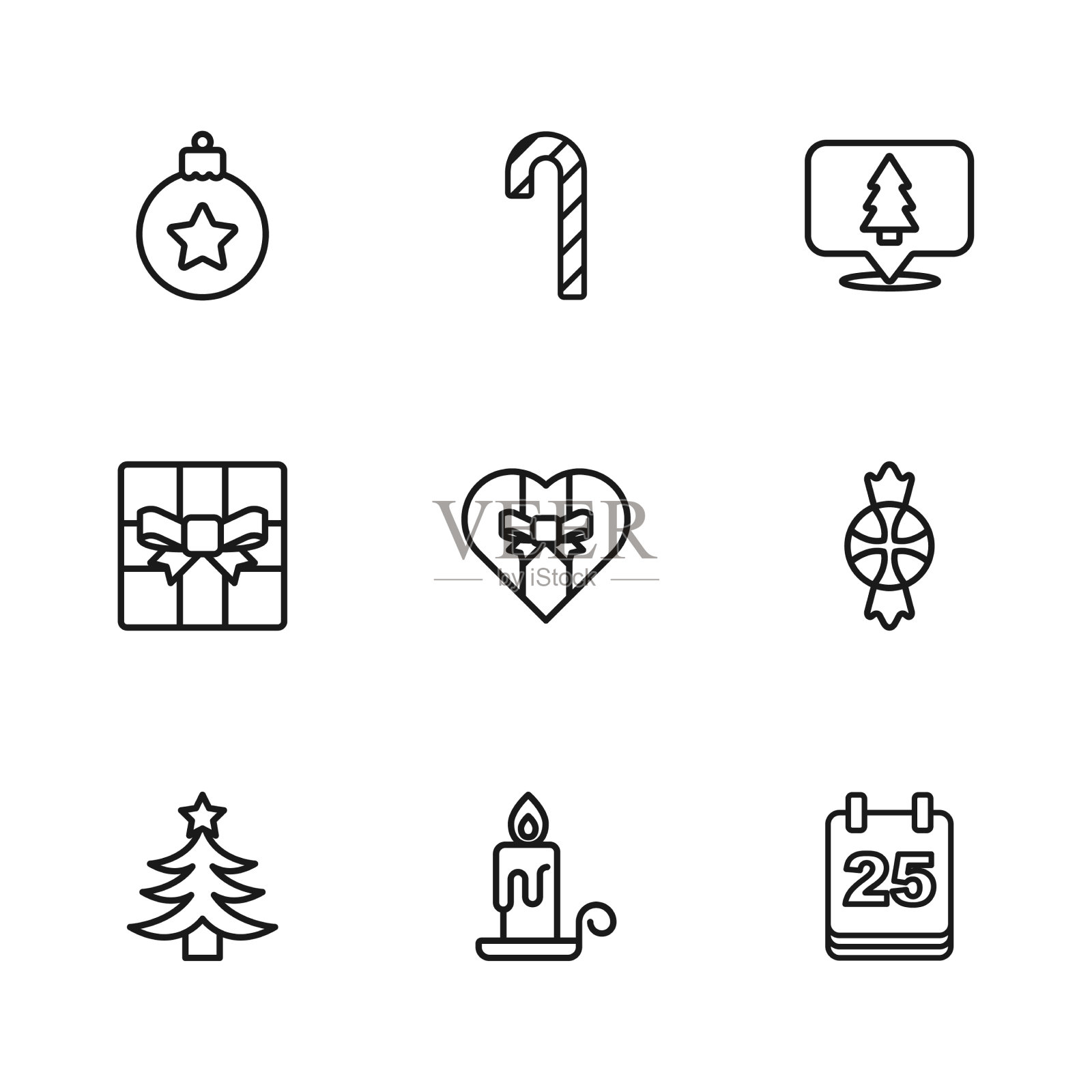 设线燃烧蜡烛糖果圣诞节插画图片素材