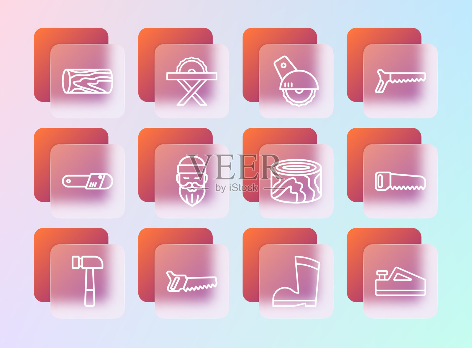 设置行手锯原木防水橡胶插画图片素材