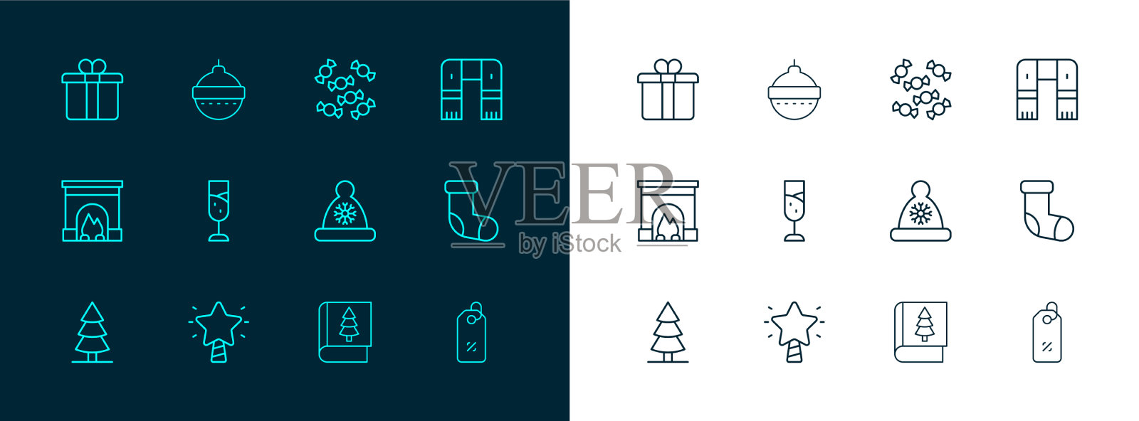 设行冬日围巾圣诞星圣诞老人插画图片素材