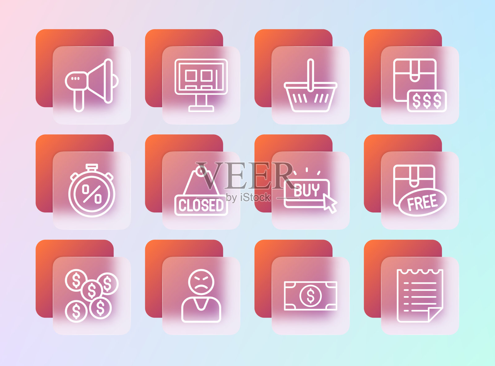 设置行项目价格标签与美元生气插画图片素材