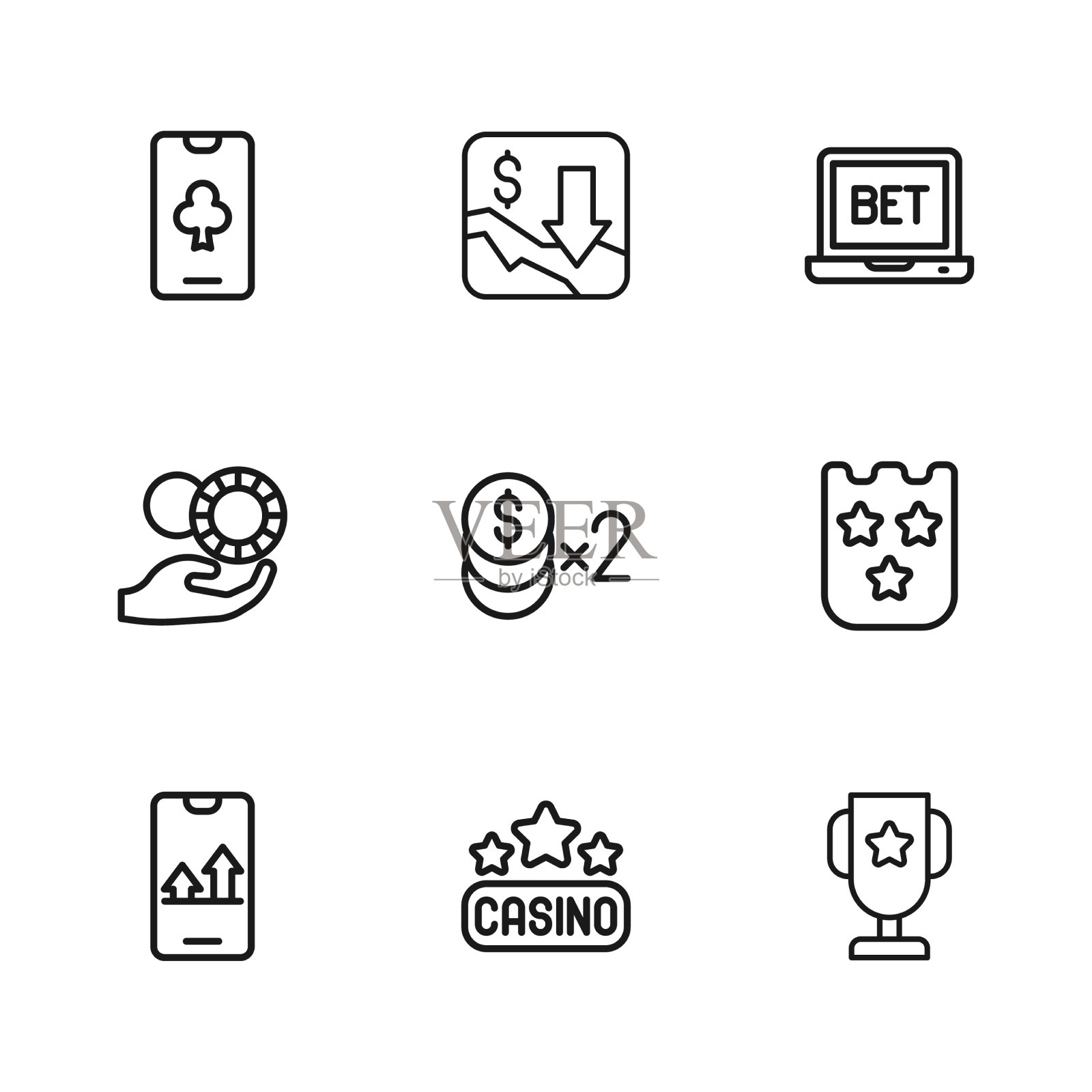 设行赌场招牌彩票扑克插画图片素材