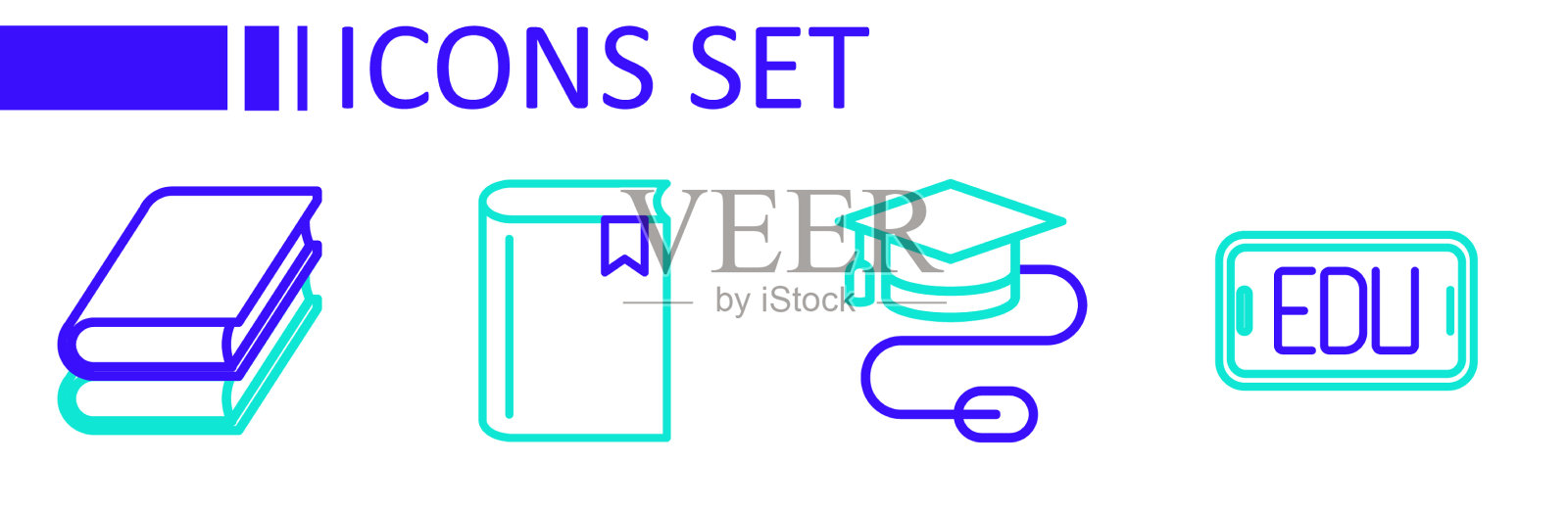 设置在线教育毕业帽与插画图片素材