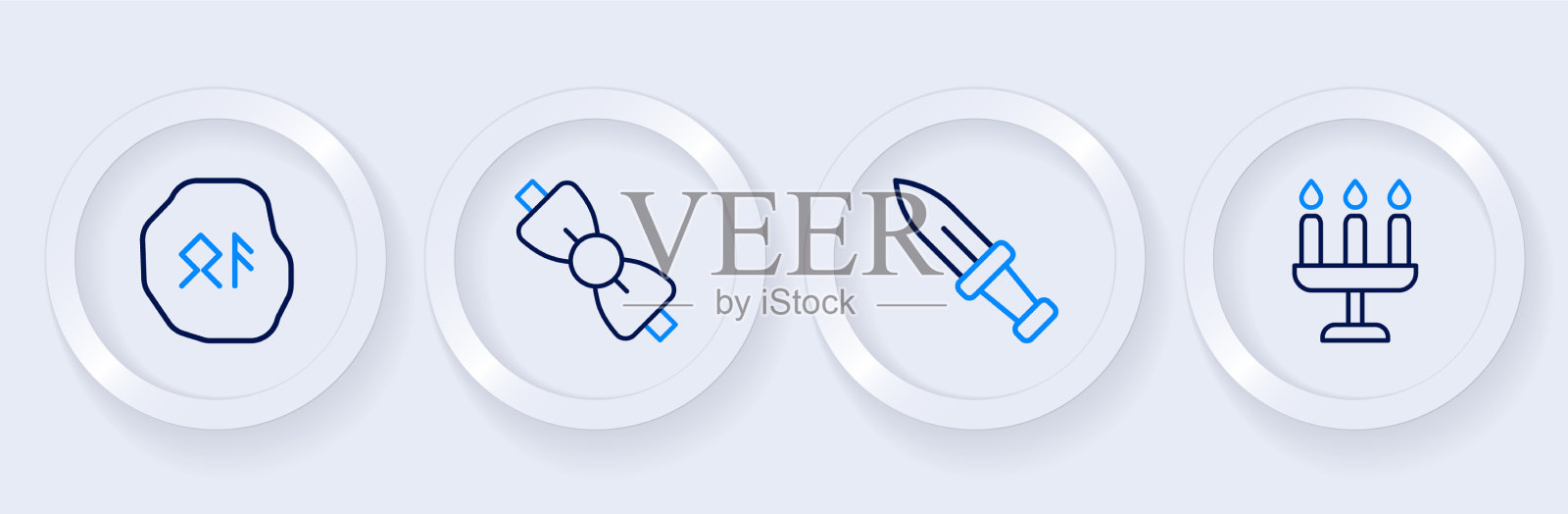 设置线烛台匕首领结和魔术插画图片素材