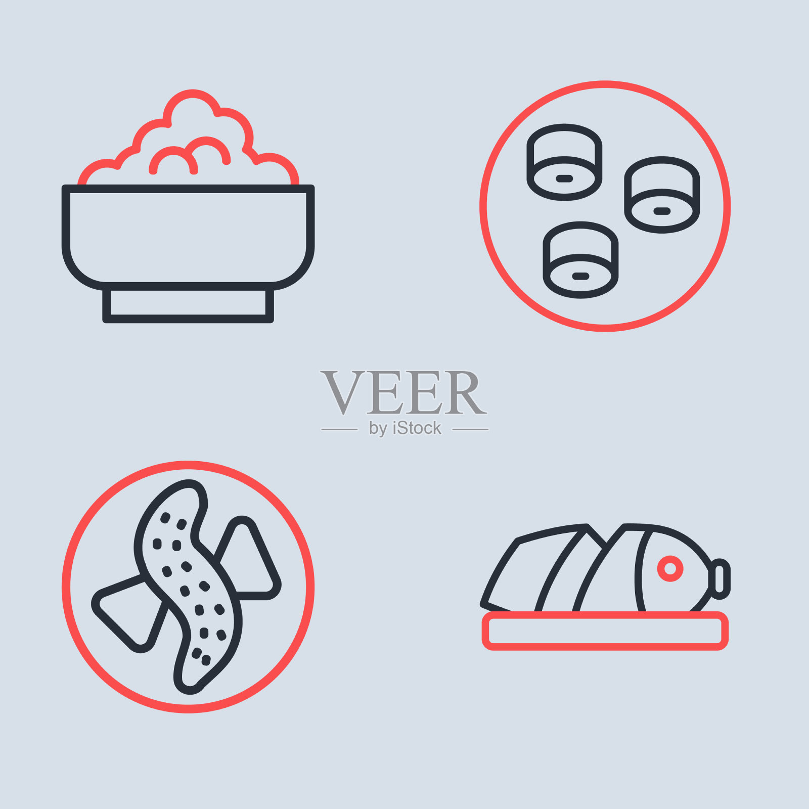 定线寿司上有黄瓜鱼盘插画图片素材