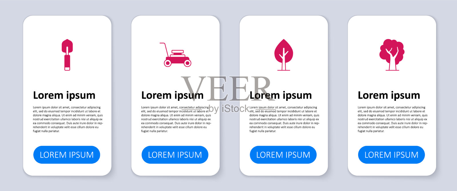 设置树木割草机和花园铲铲或插画图片素材