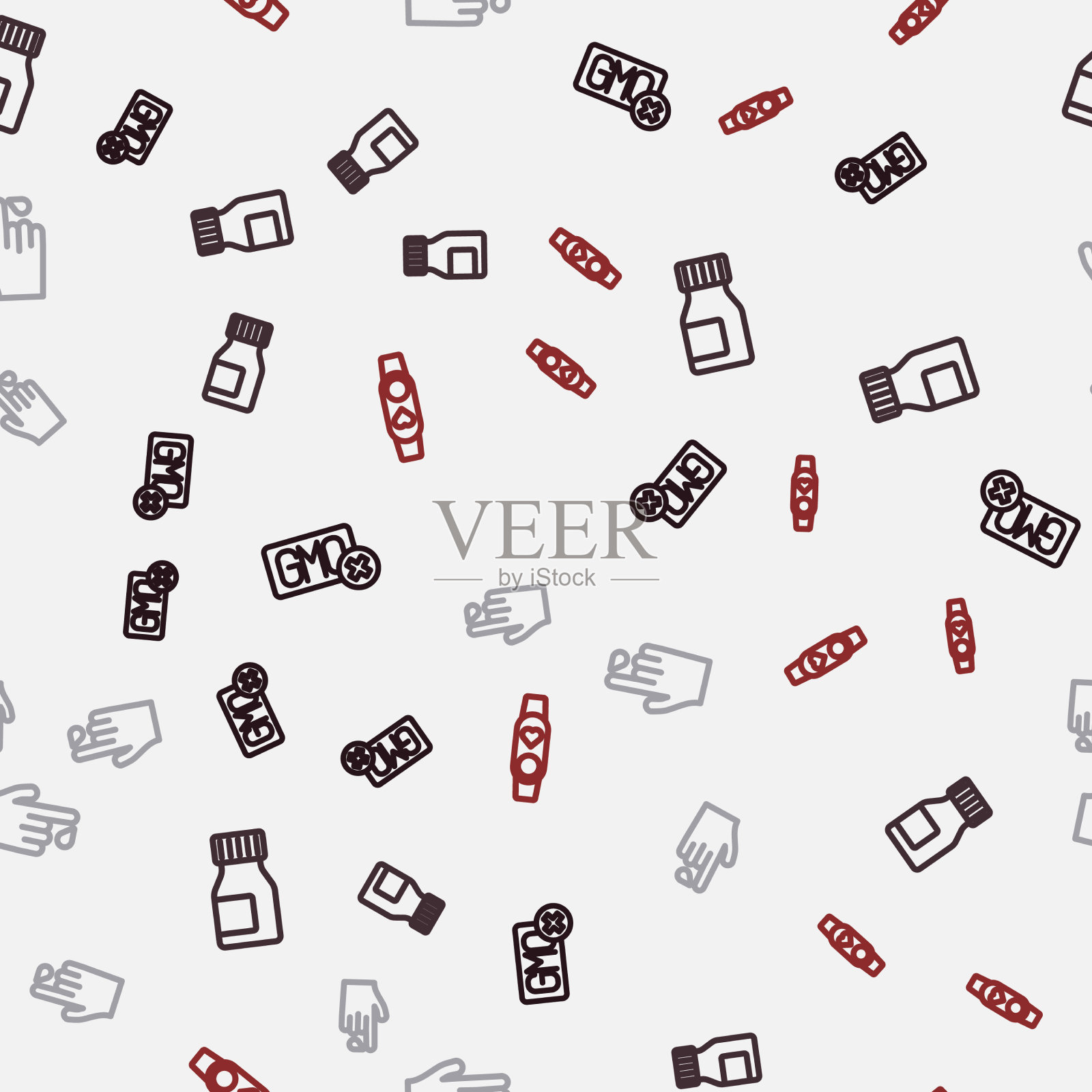 设置线无转基因维生素手指血和智能插画图片素材