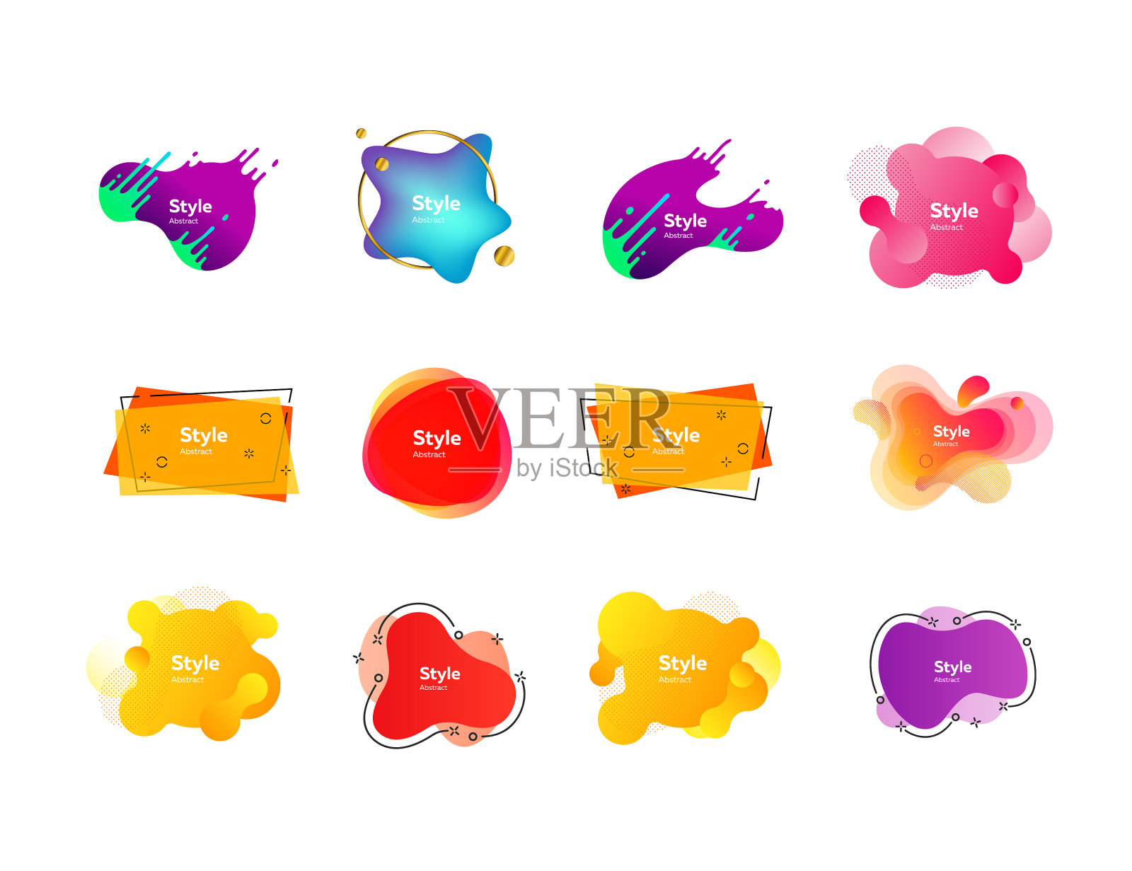 一套明亮的多色设计元素插画图片素材