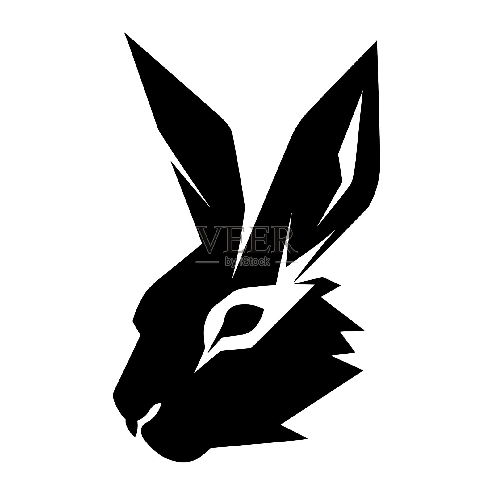 兔头剪影插画图片素材