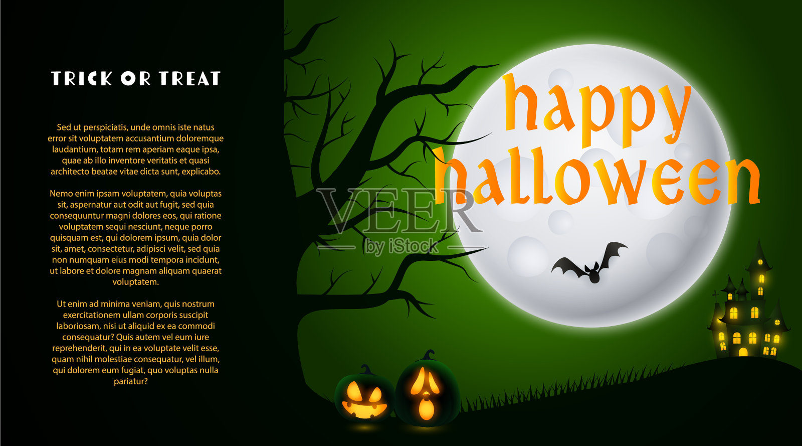 万圣节快乐，用蝙蝠南瓜和插画图片素材