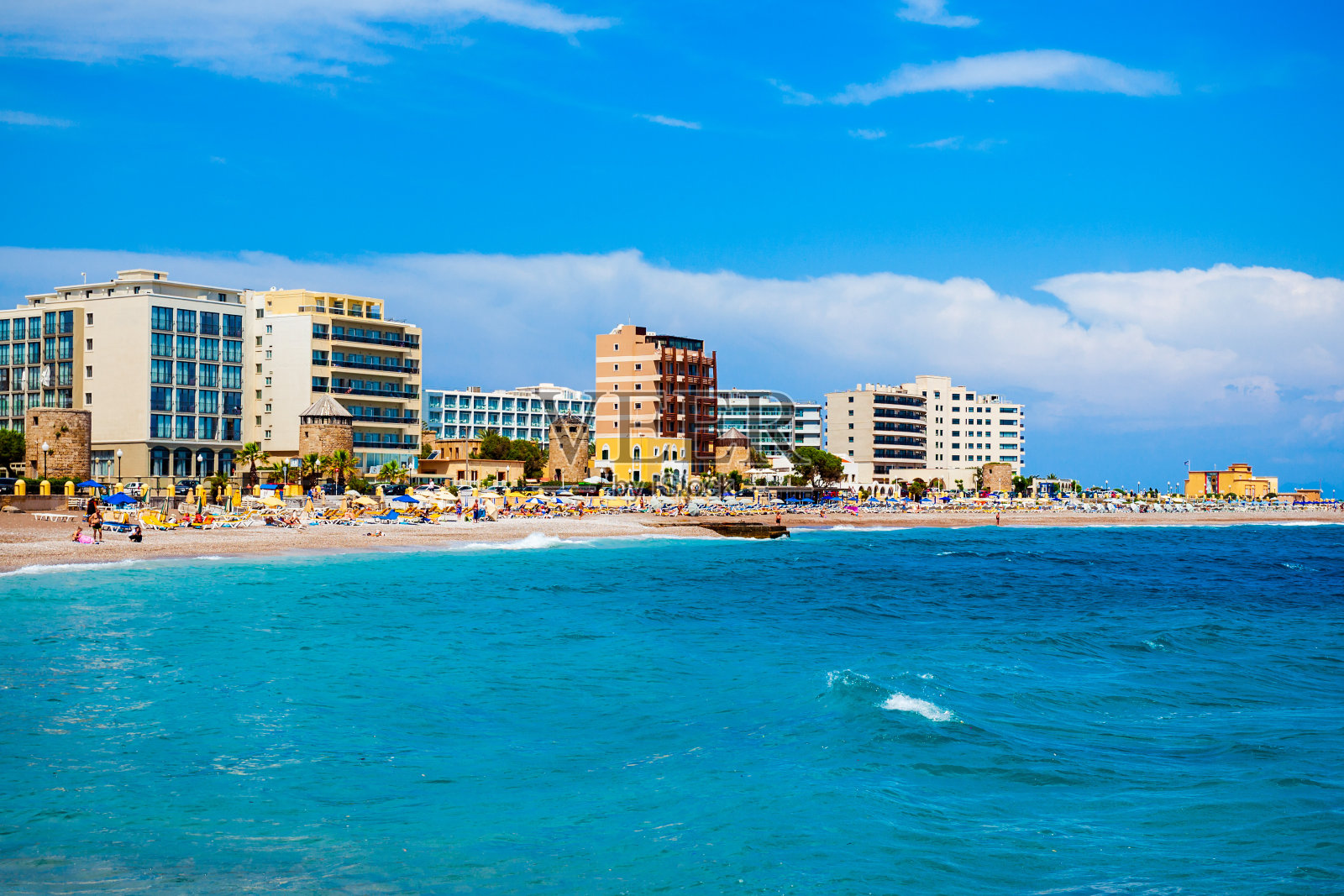 希腊罗德岛城市海滩照片摄影图片