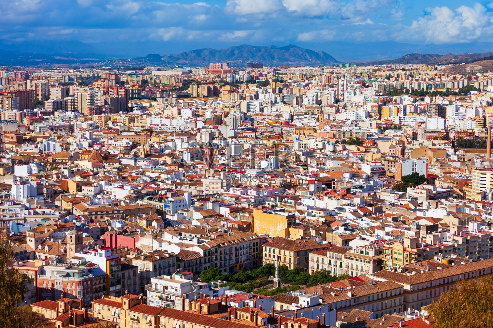 西班牙安达卢西亚马拉加市鸟瞰图照片摄影图片