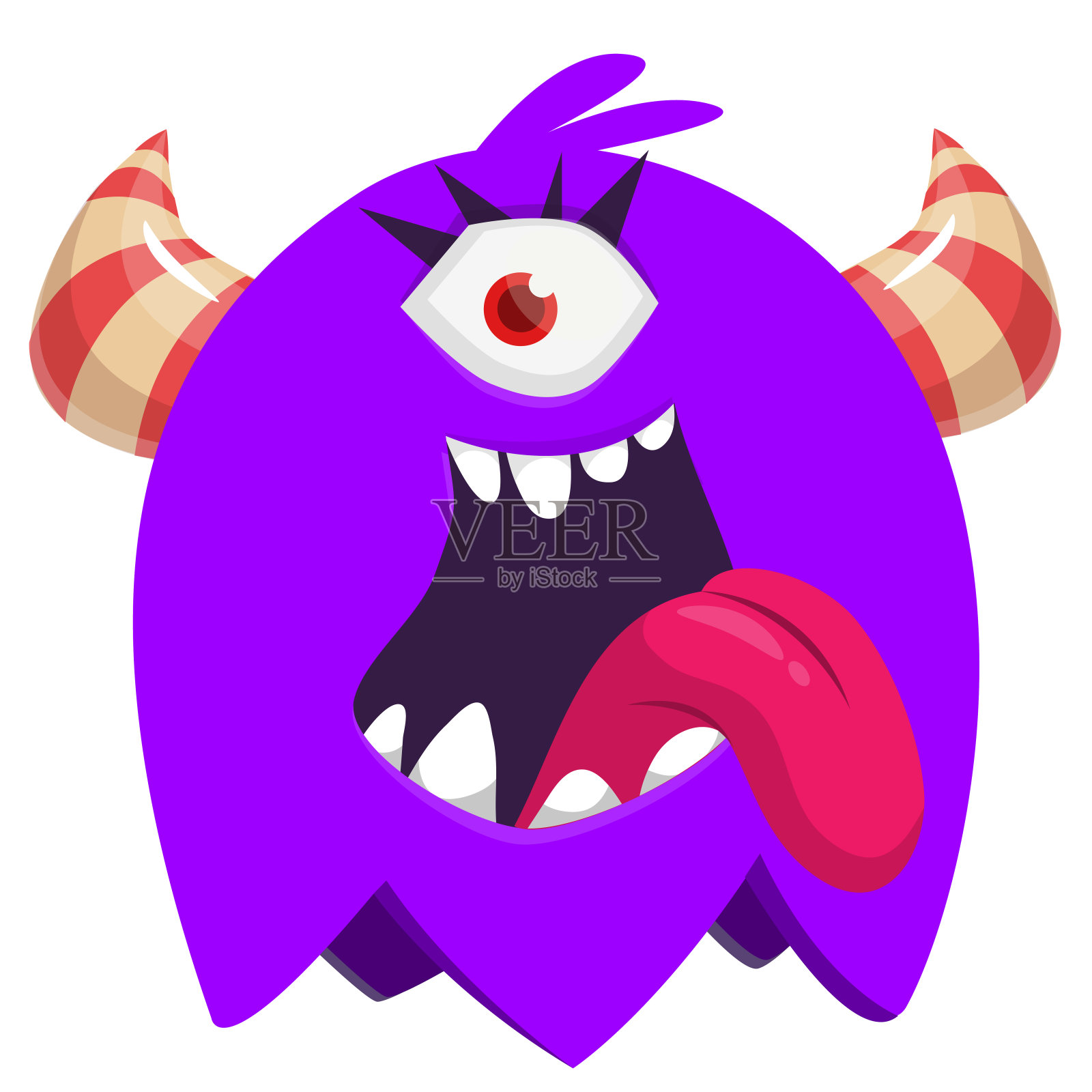 有趣的卡通怪物露出舌头。矢量怪物插图插画图片素材