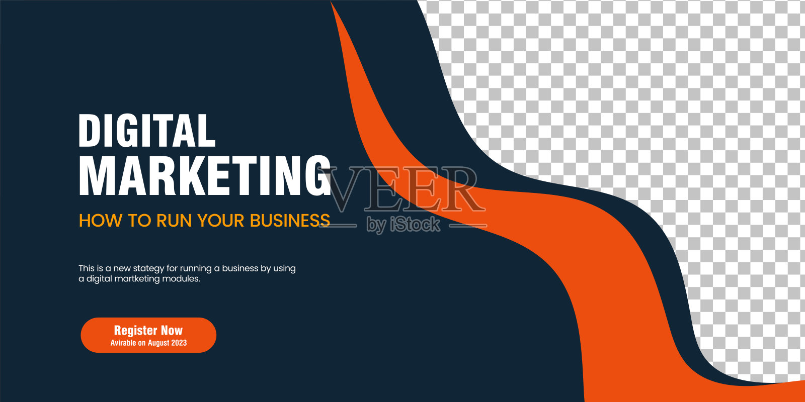 现代深蓝色和黄色的横幅设计网页模板，与抽象弯曲的横幅为社交媒体封面广告横幅，传单，邀请卡的概念插画图片素材