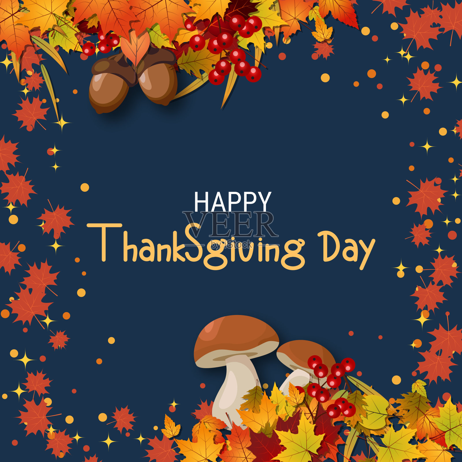 感恩节快乐卡通风格矢量插图插画图片素材