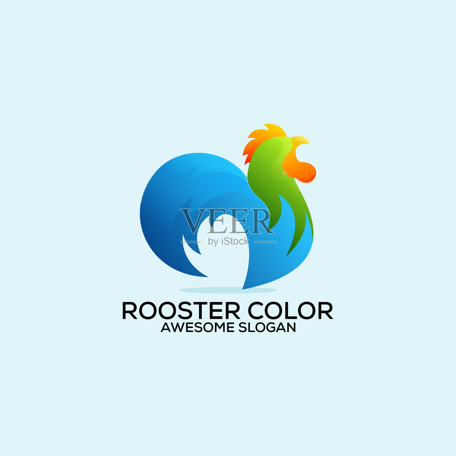 公鸡的颜色设计渐变丰富多彩插画图片素材