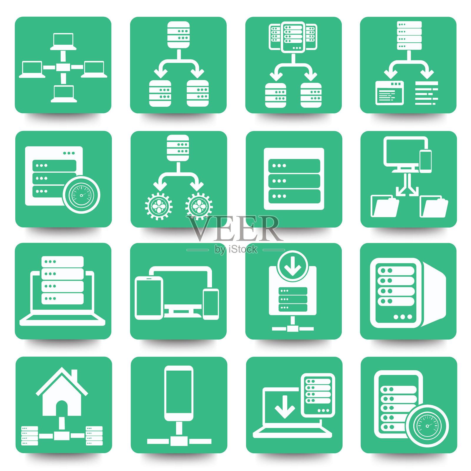 大数据和数据库矢量图标集插画图片素材