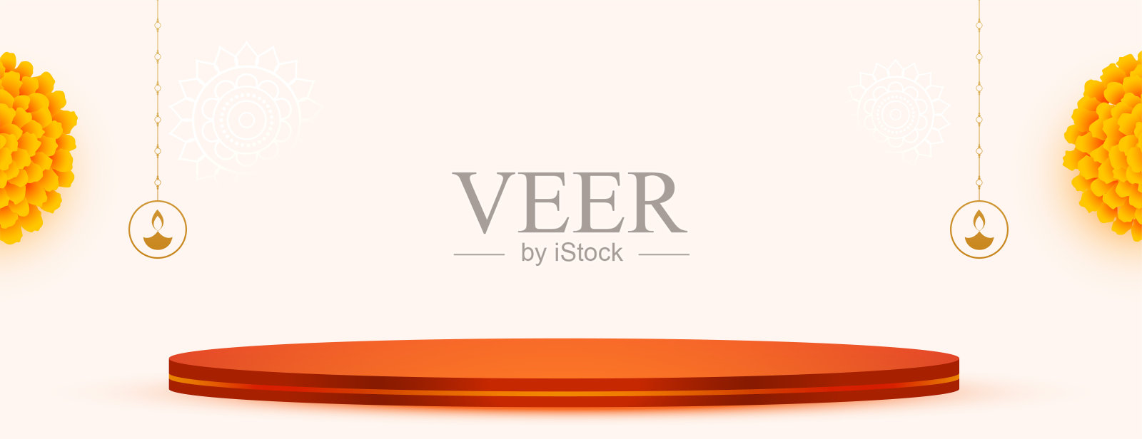 3d平台产品展示排灯节横幅插画图片素材