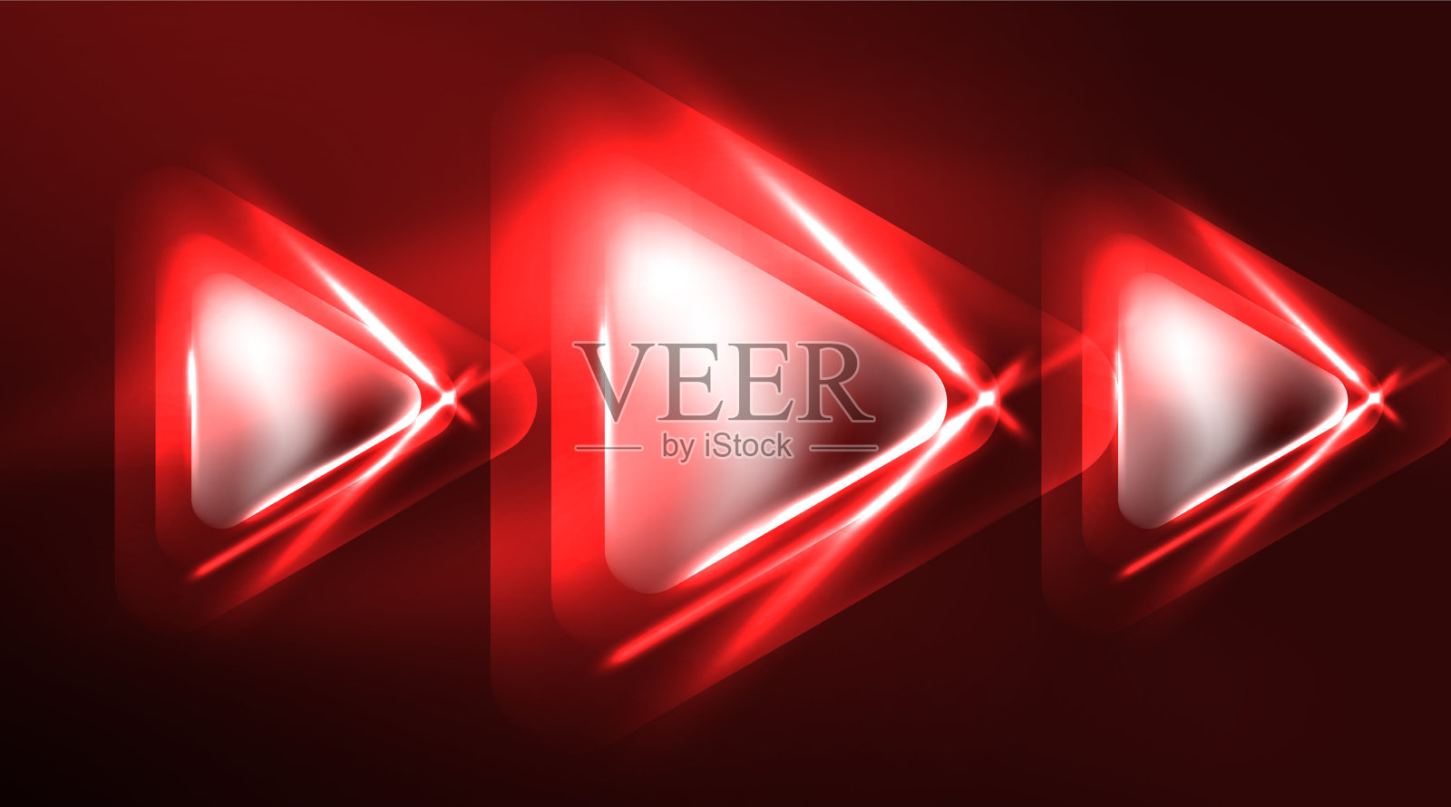 高科技霓虹灯三角形与灯光效果插画图片素材