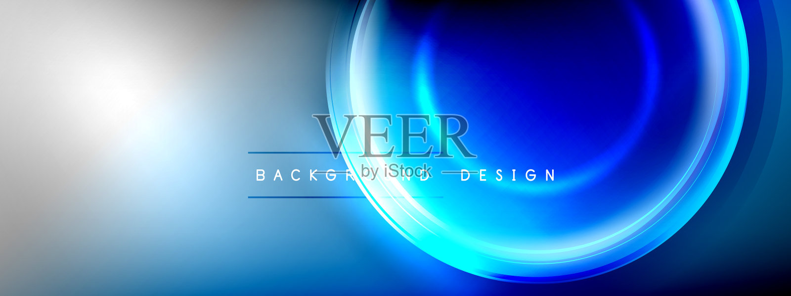 圆线和气泡上明亮的发光效果插画图片素材