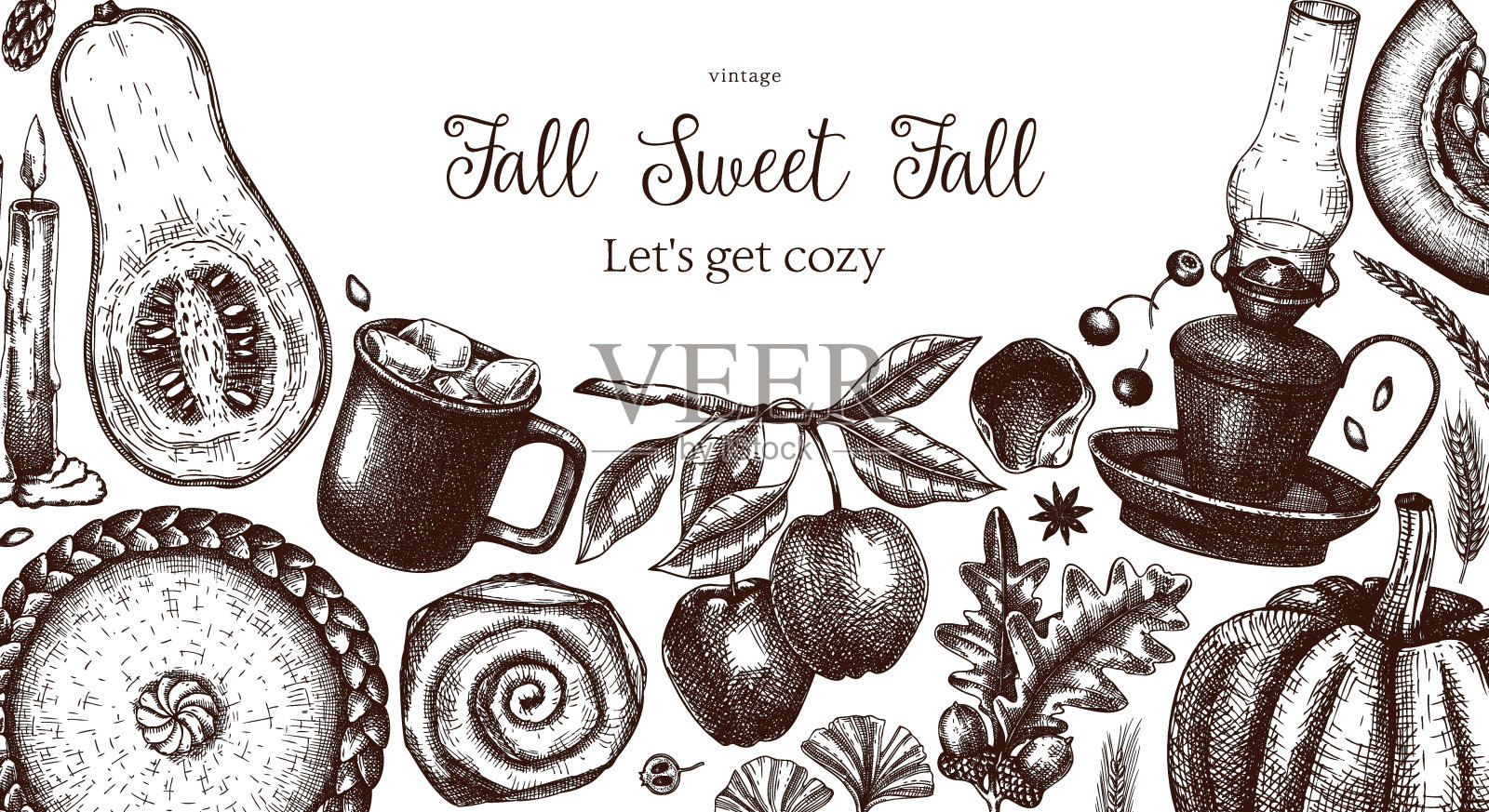 秋季框架设计模板。插画图片素材