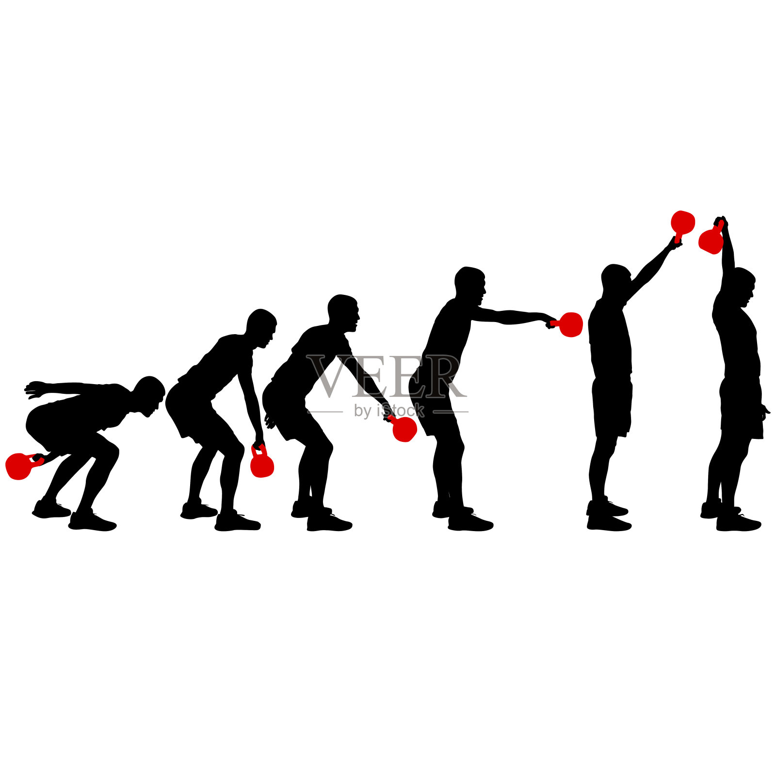 设定剪影肌肉男子拿水壶铃插画图片素材