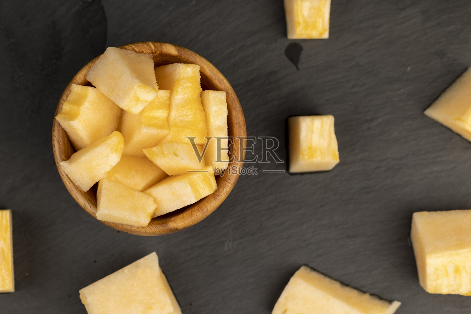 切成甜黄色的甜瓜，凑近照片摄影图片