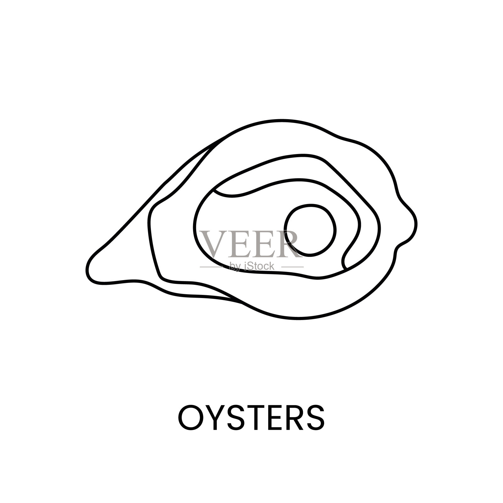 牡蛎线图标在矢量，海鲜插图插画图片素材