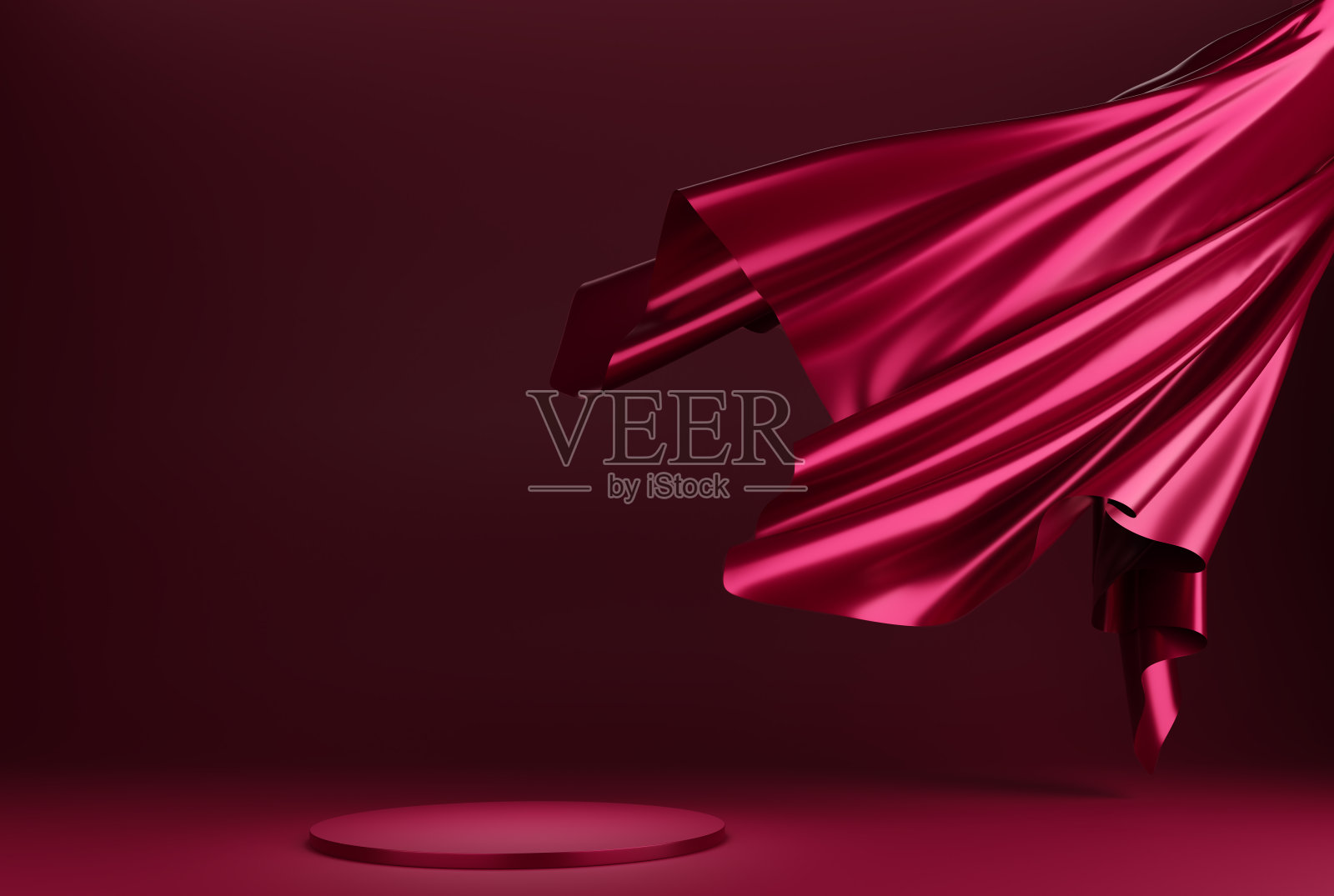 3D显示平台，红色背景与洋红色基座照片摄影图片