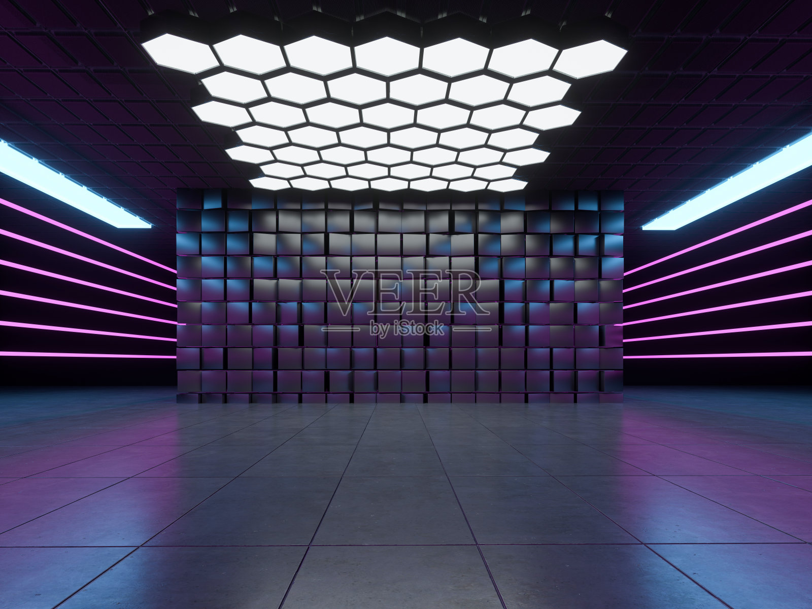 3D渲染金属舞台展示空间照片摄影图片