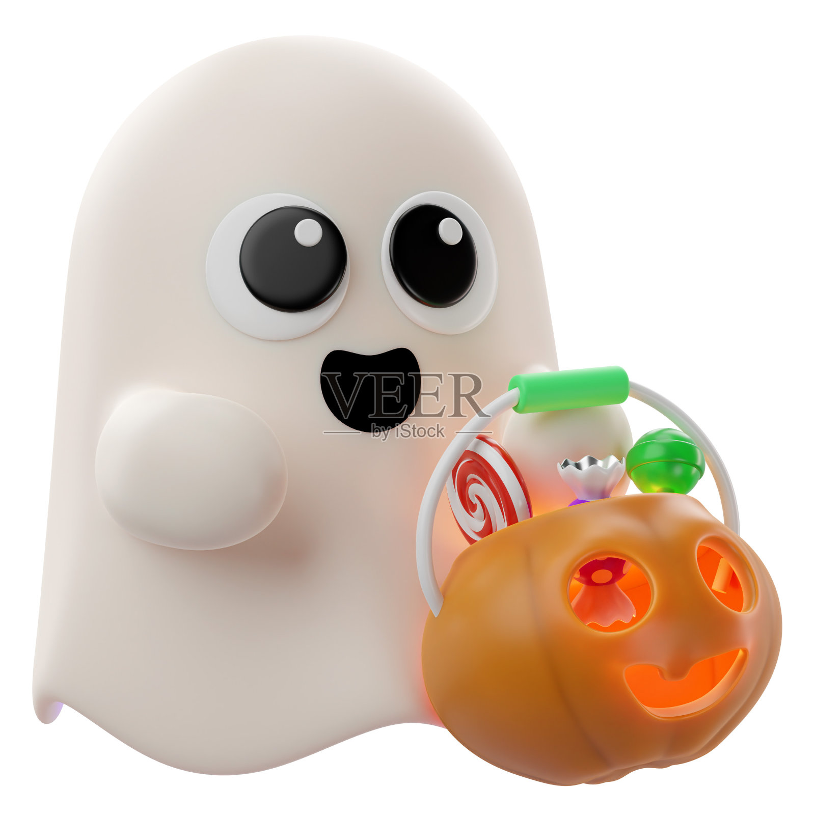 3d鬼与南瓜充满糖果图标照片摄影图片