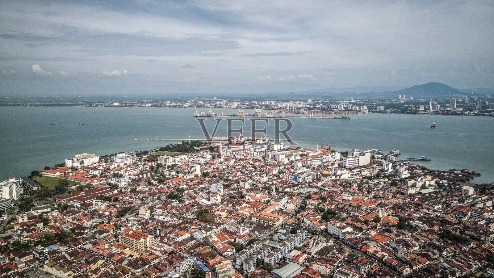 马来西亚槟城岛鸟瞰图照片摄影图片